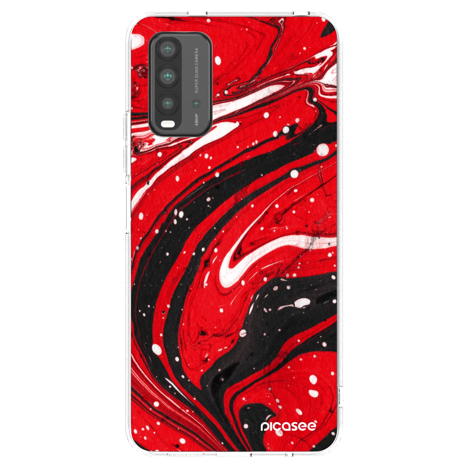 Picasee Xiaomi Redmi 9T Hülle - Transparentes Silikon - Red black