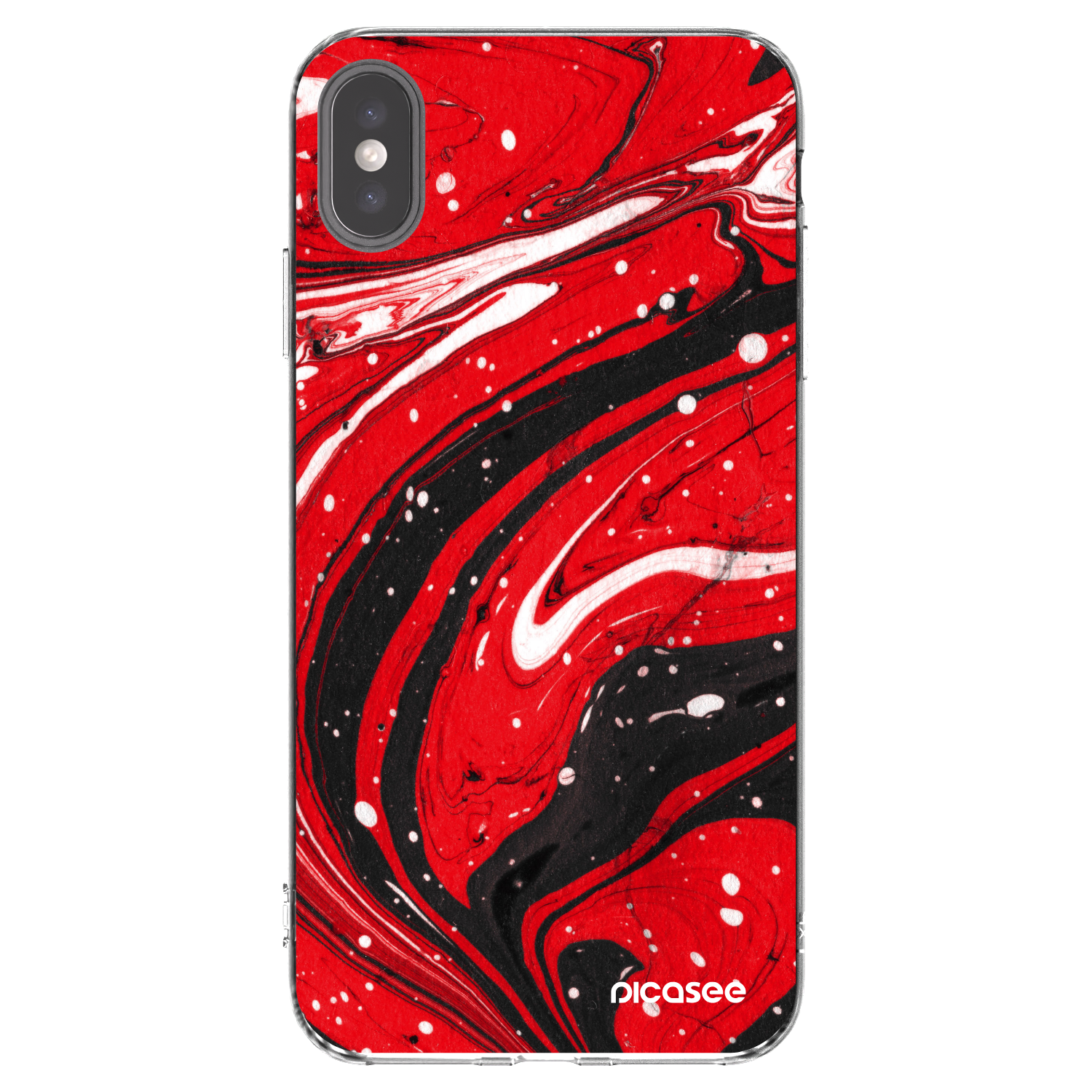 Picasee Apple iPhone XS Max Hülle - Transparentes Silikon - Red black