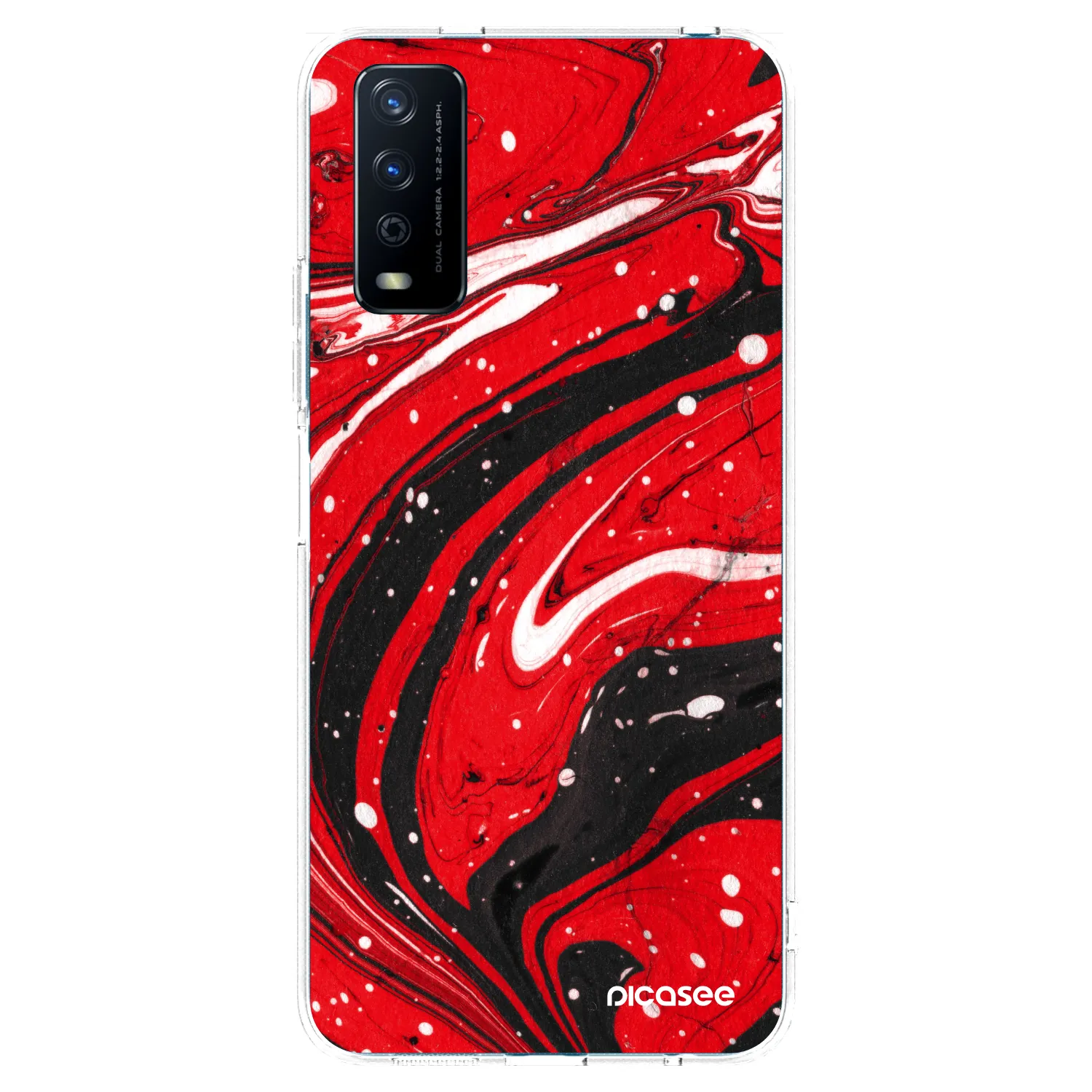 Picasee Vivo Y11s Hülle - Transparentes Silikon - Red black