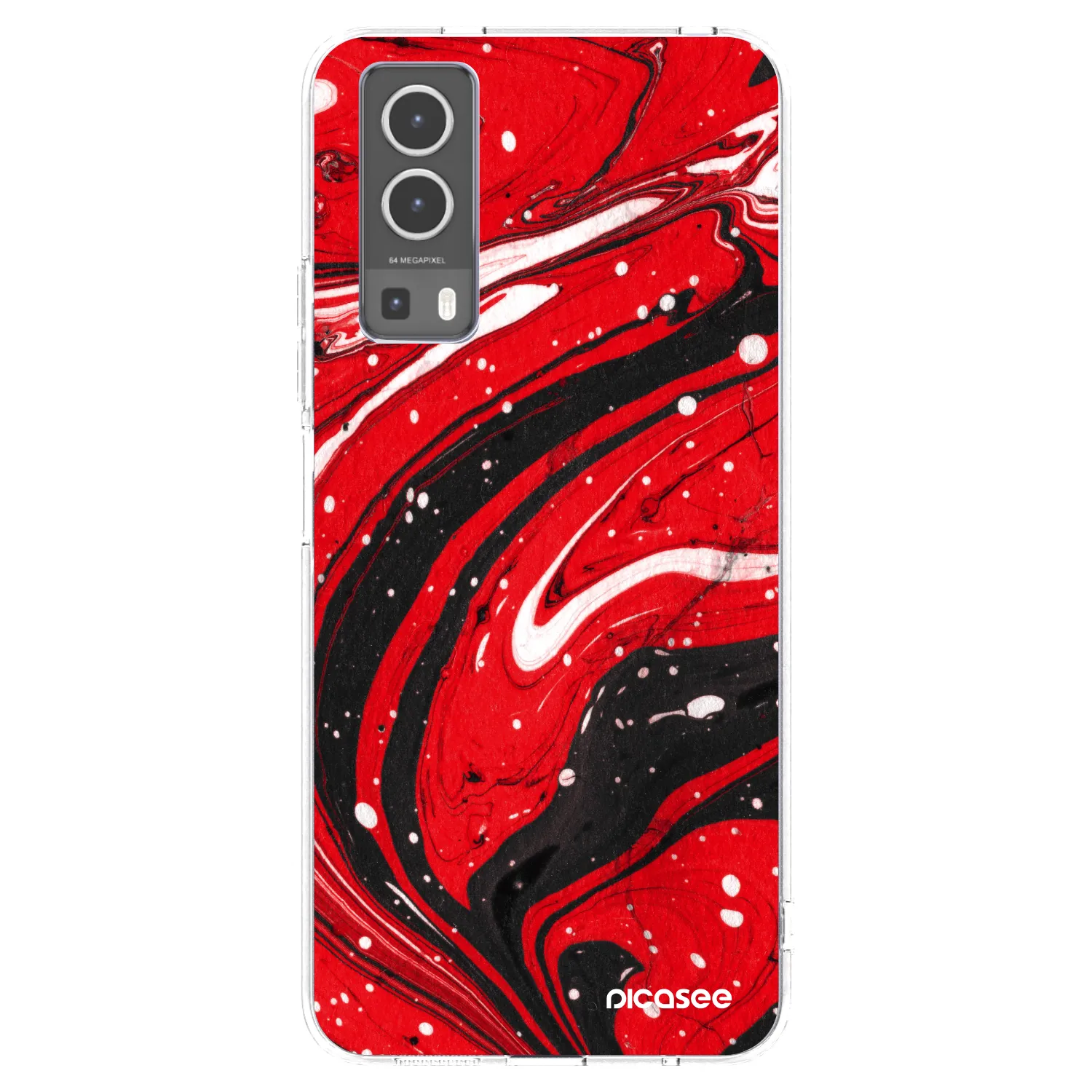 Picasee Vivo Y72 5G Hülle - Transparentes Silikon - Red black
