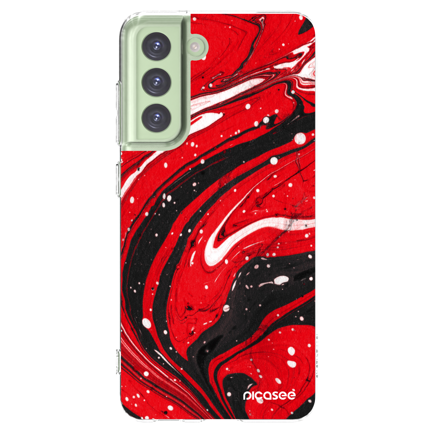 Picasee Samsung Galaxy S21 FE 5G Hülle - Transparentes Silikon - Red black