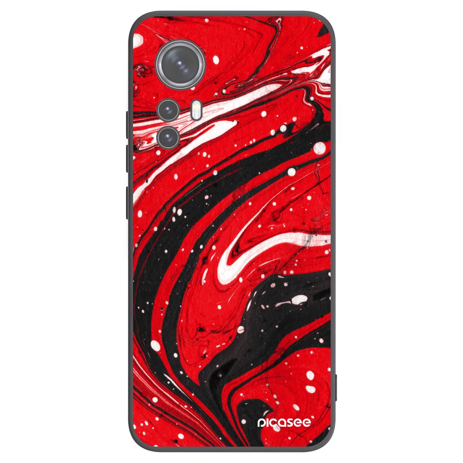 Picasee Xiaomi 12 Hülle - Schwarzes Silikon - Red black