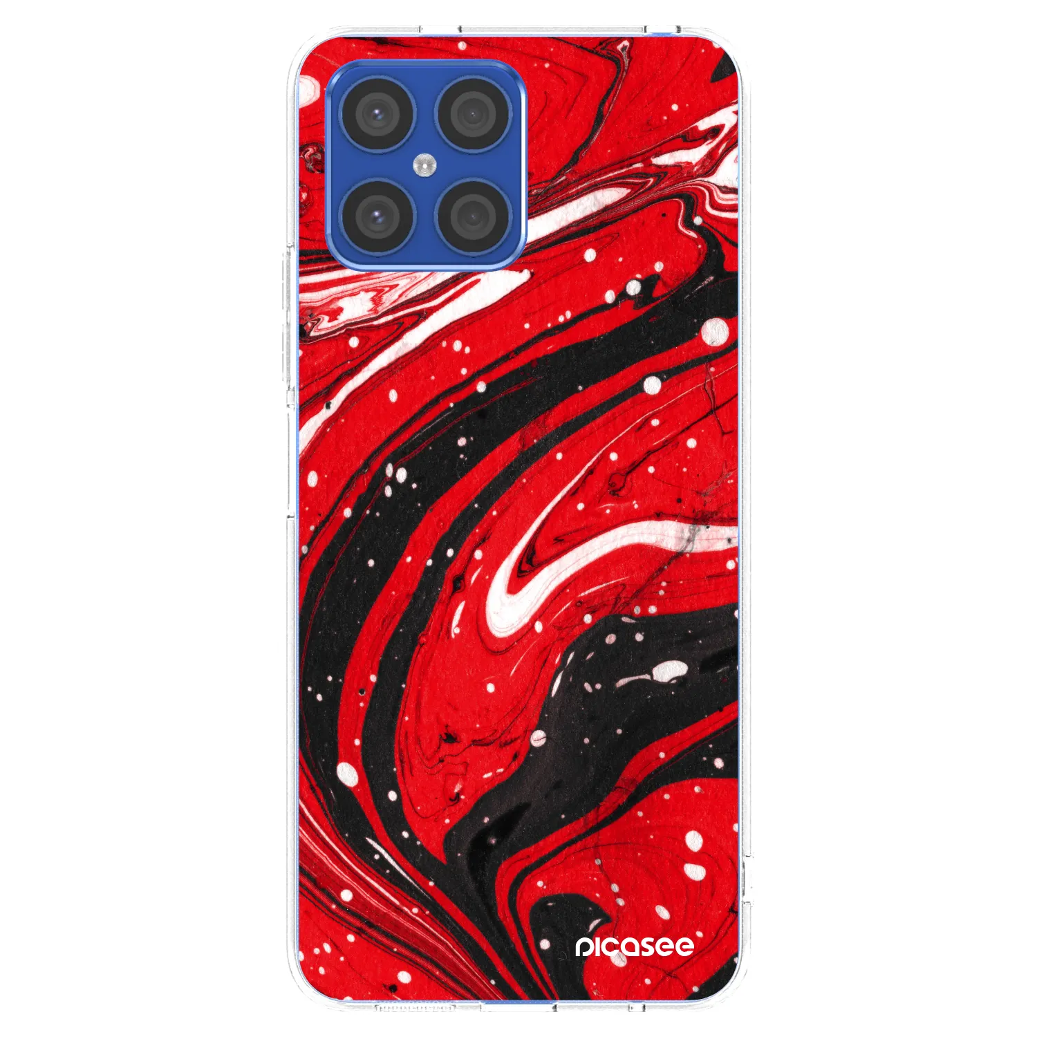 Picasee Honor X8 4G Hülle - Transparentes Silikon - Red black