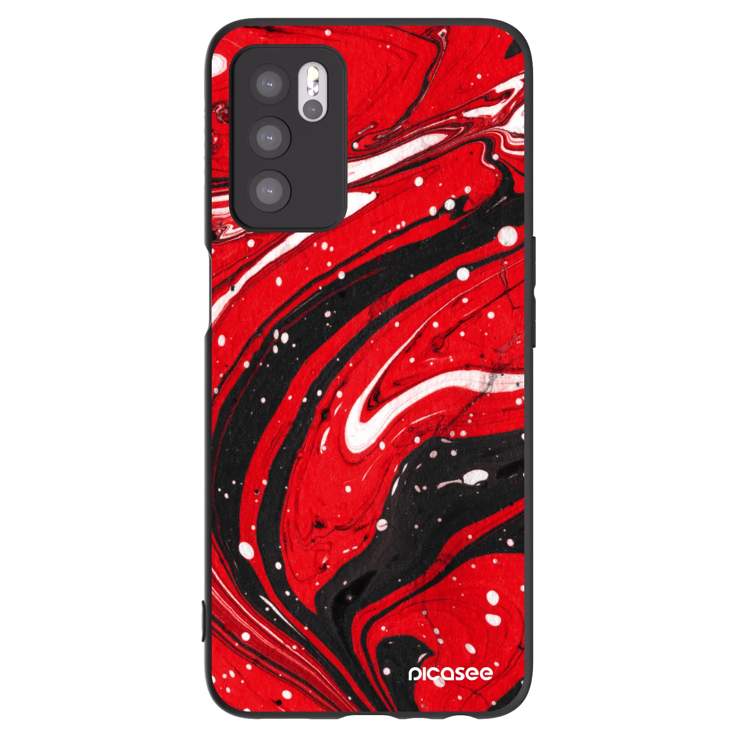 Picasee OPPO A16s Hülle - Schwarzes Silikon - Red black