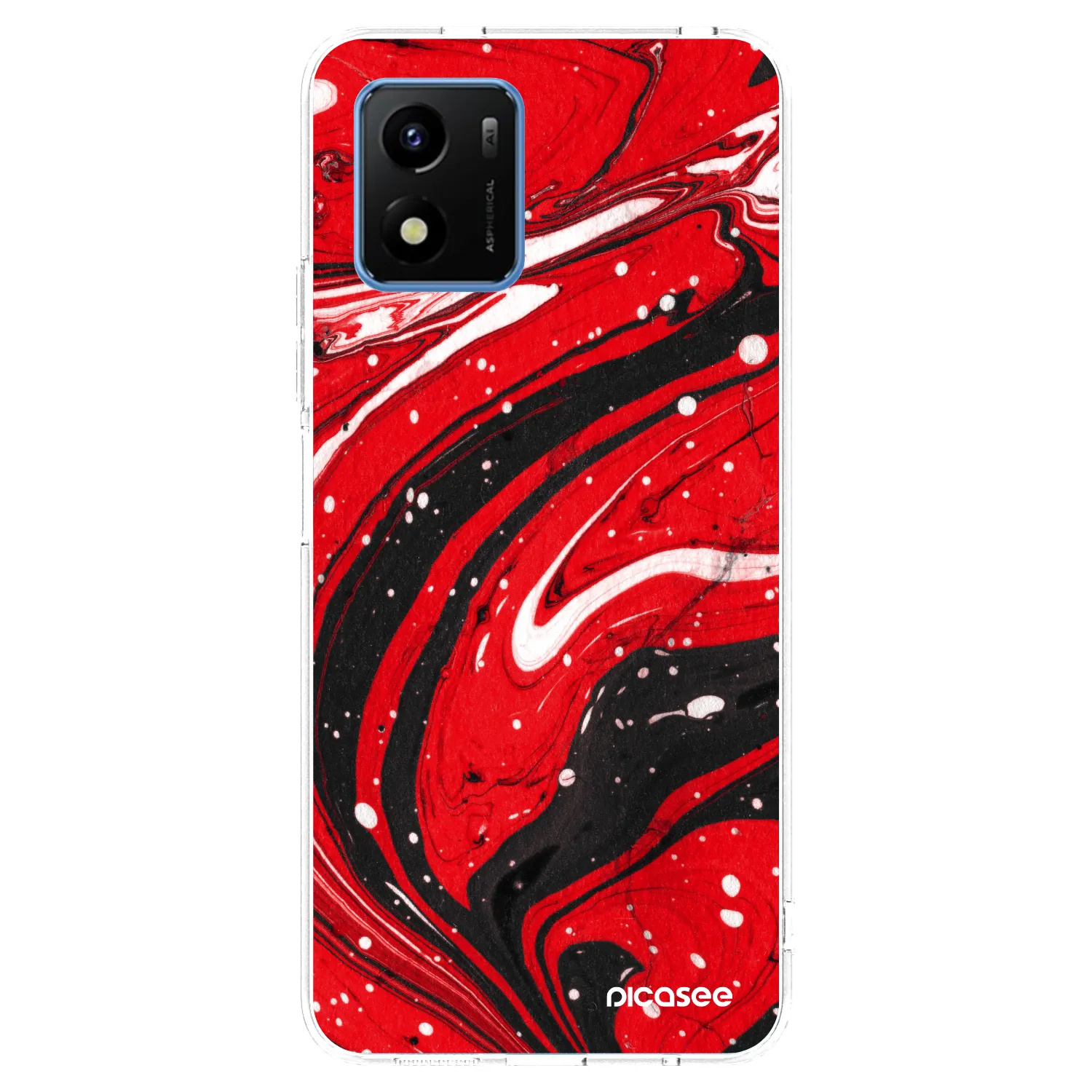 Picasee Vivo Y01 Hülle - Transparentes Silikon - Red black