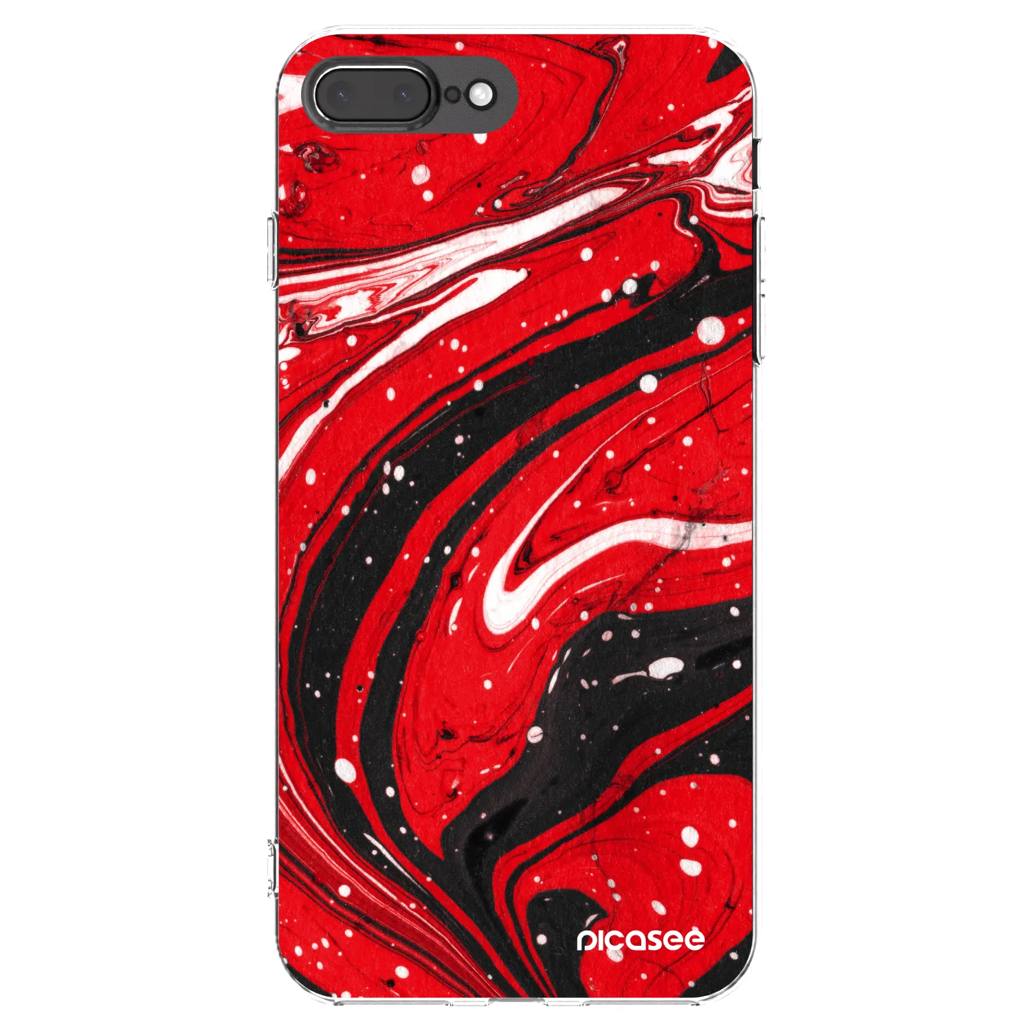 Picasee Apple iPhone 8 Plus Hülle - Transparentes Silikon - Red black