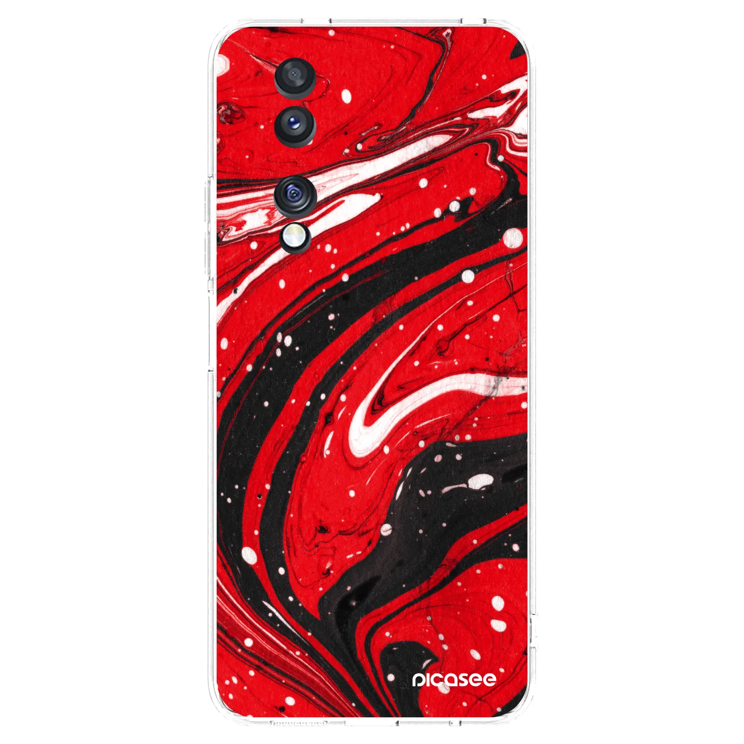 Picasee Honor 70 Hülle - Transparentes Silikon - Red black