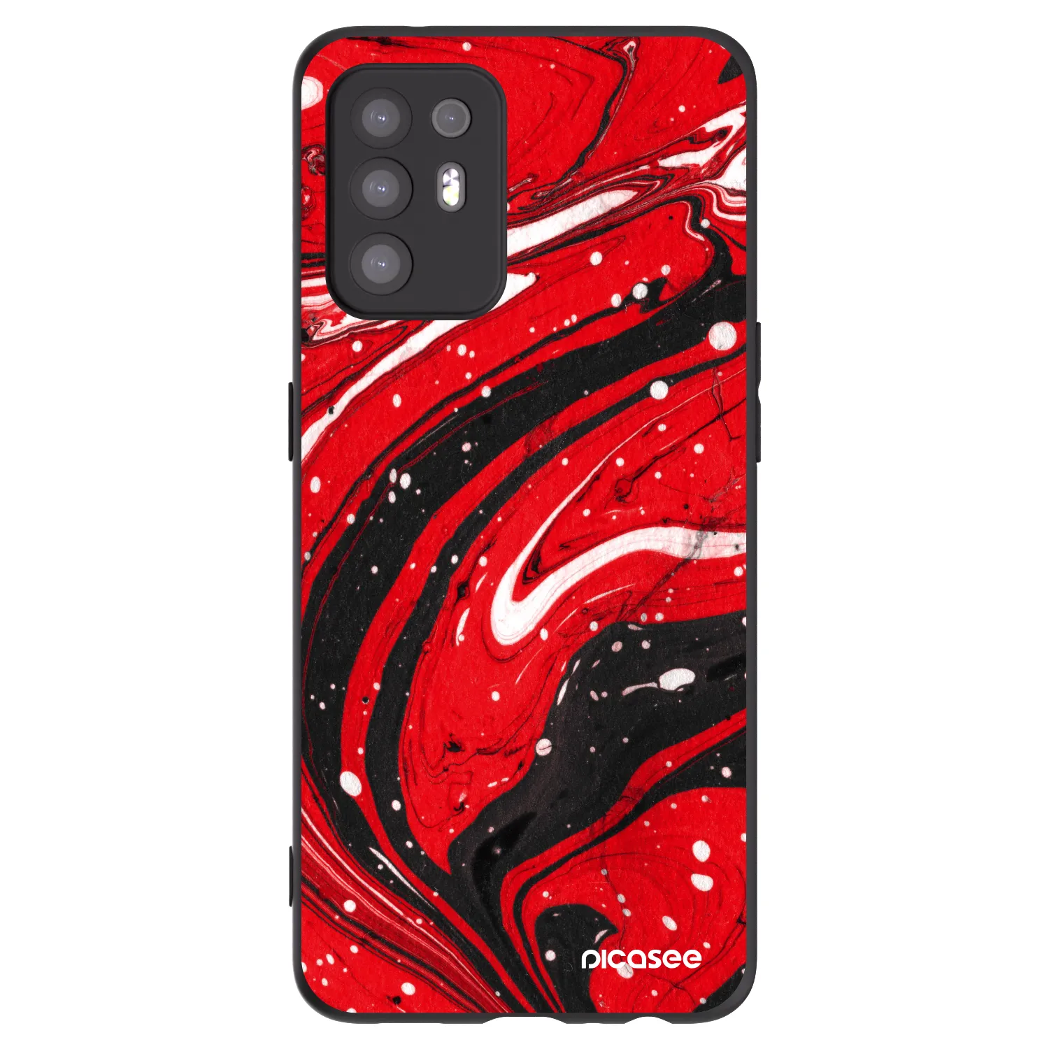 Picasee OPPO A94 5G Hülle - Schwarzes Silikon - Red black