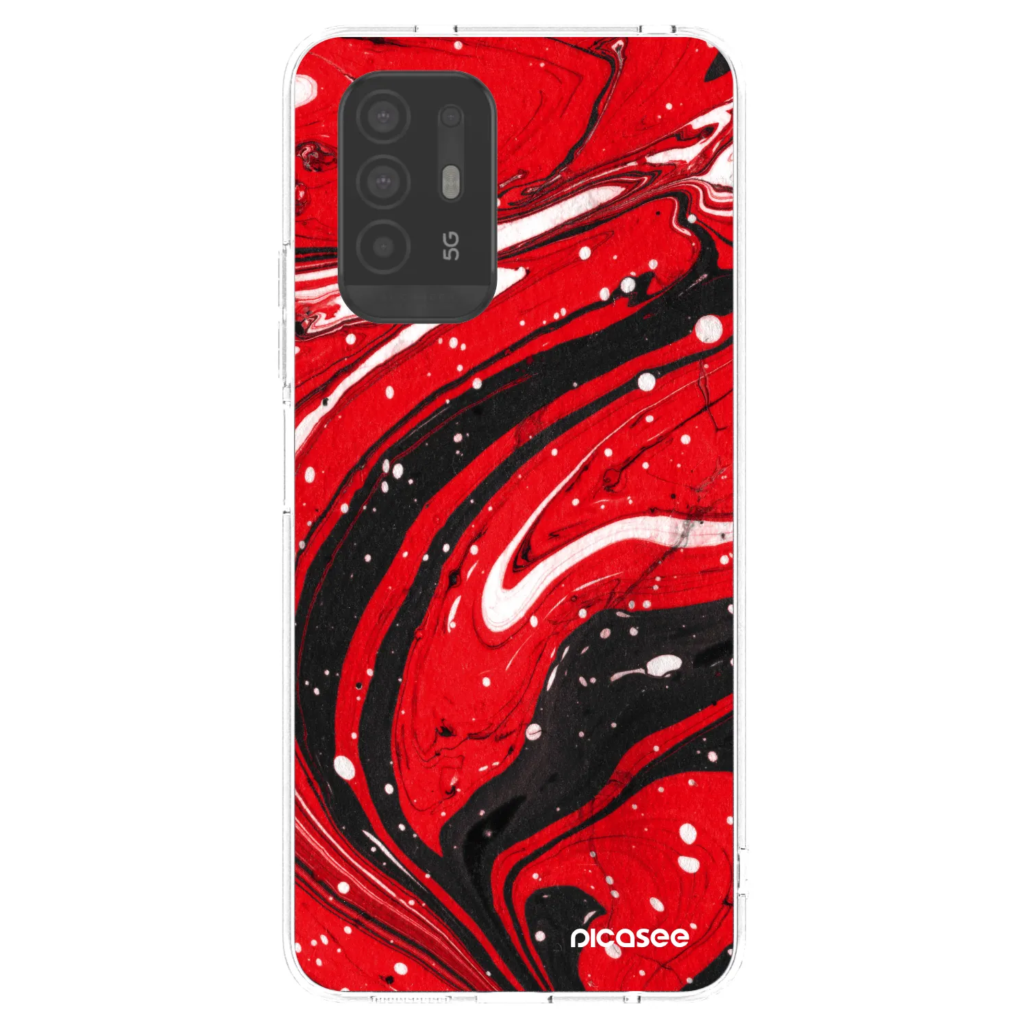 Picasee OPPO A94 5G Hülle - Transparentes Silikon - Red black