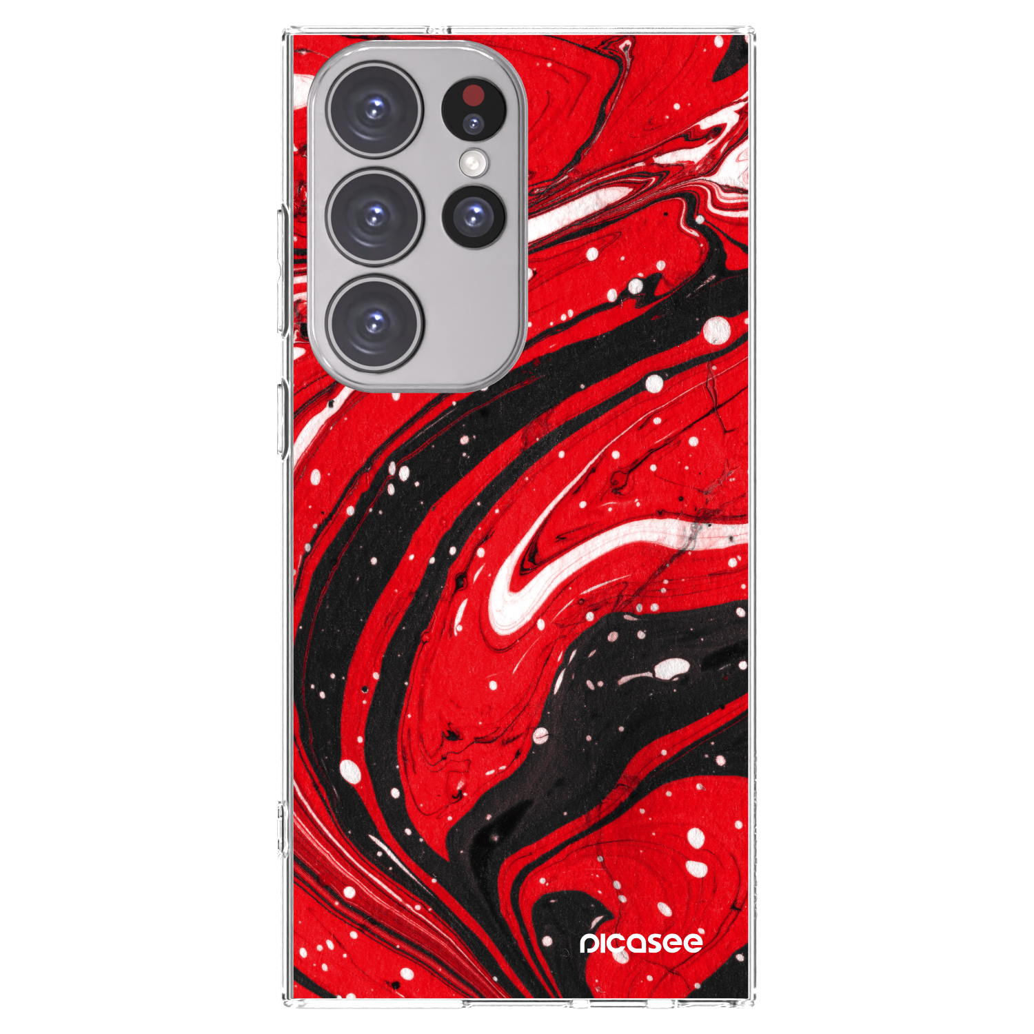 Picasee Samsung Galaxy S23 Ultra 5G Hülle - Transparentes Silikon - Red black