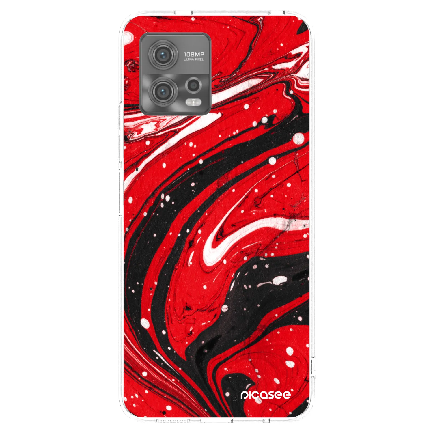 Picasee Motorola Moto G72 Hülle - Transparentes Silikon - Red black