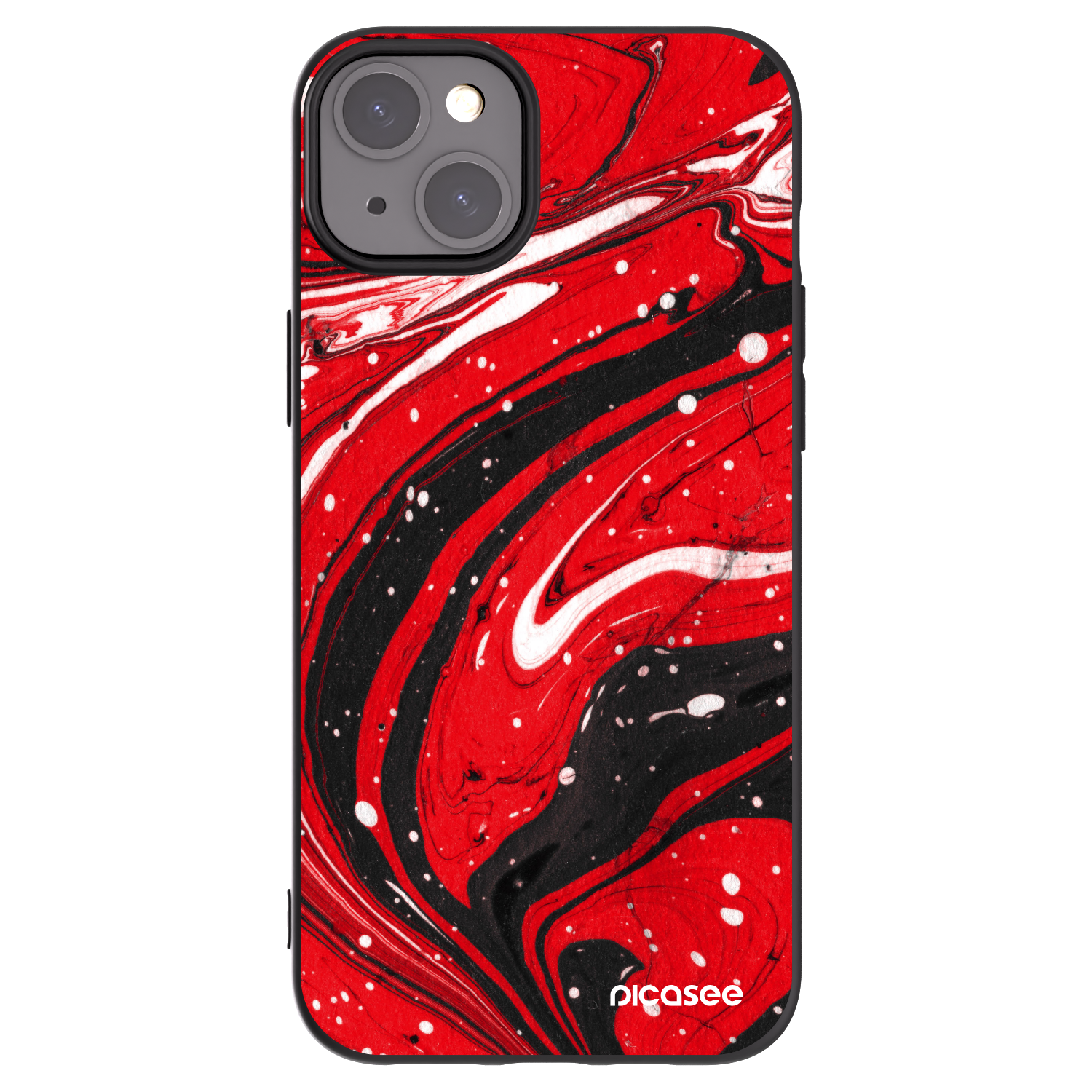 Picasee Apple iPhone 15 Plus Hülle - Schwarzes Silikon - Red black