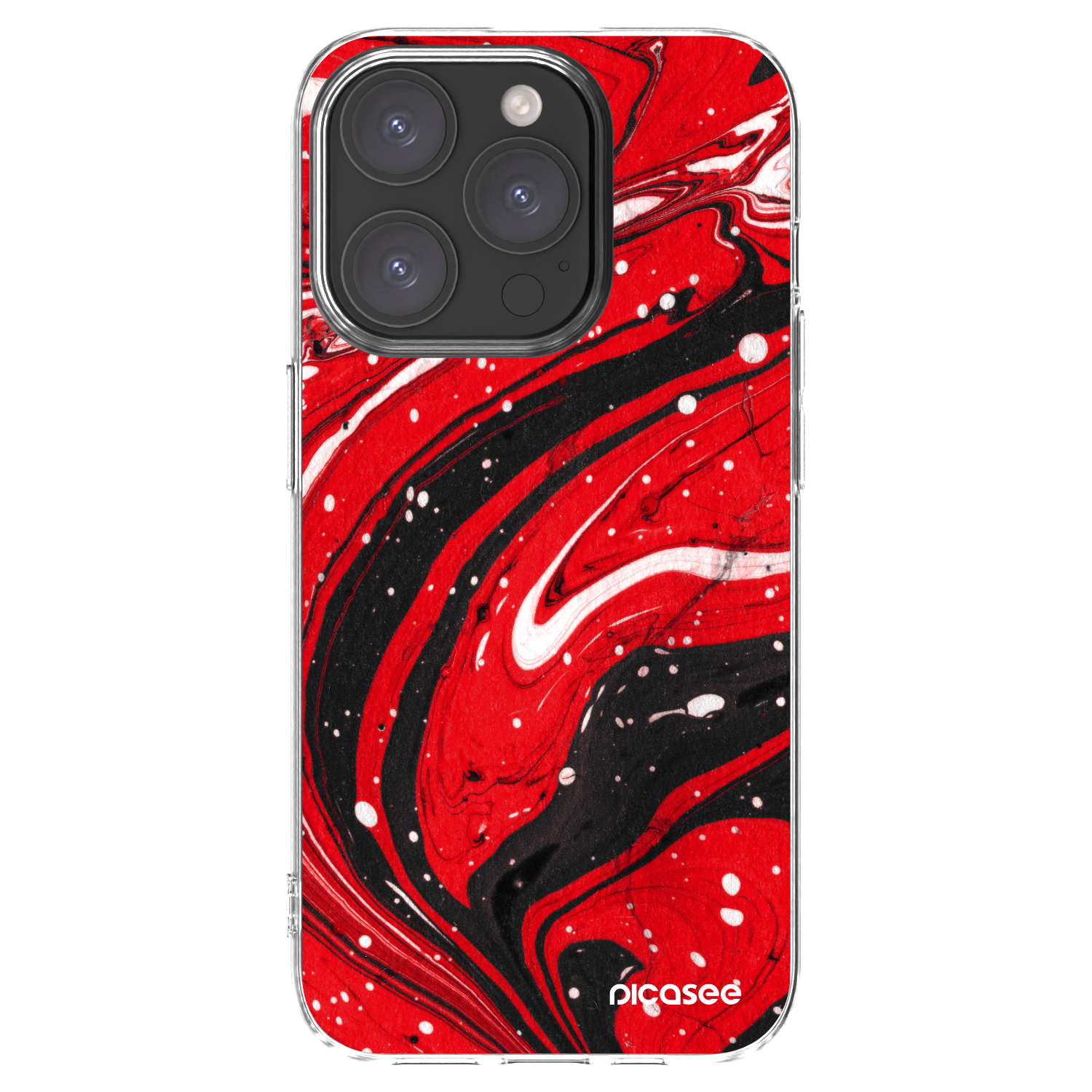 Picasee Apple iPhone 15 Pro Hülle - Transparentes Silikon - Red black