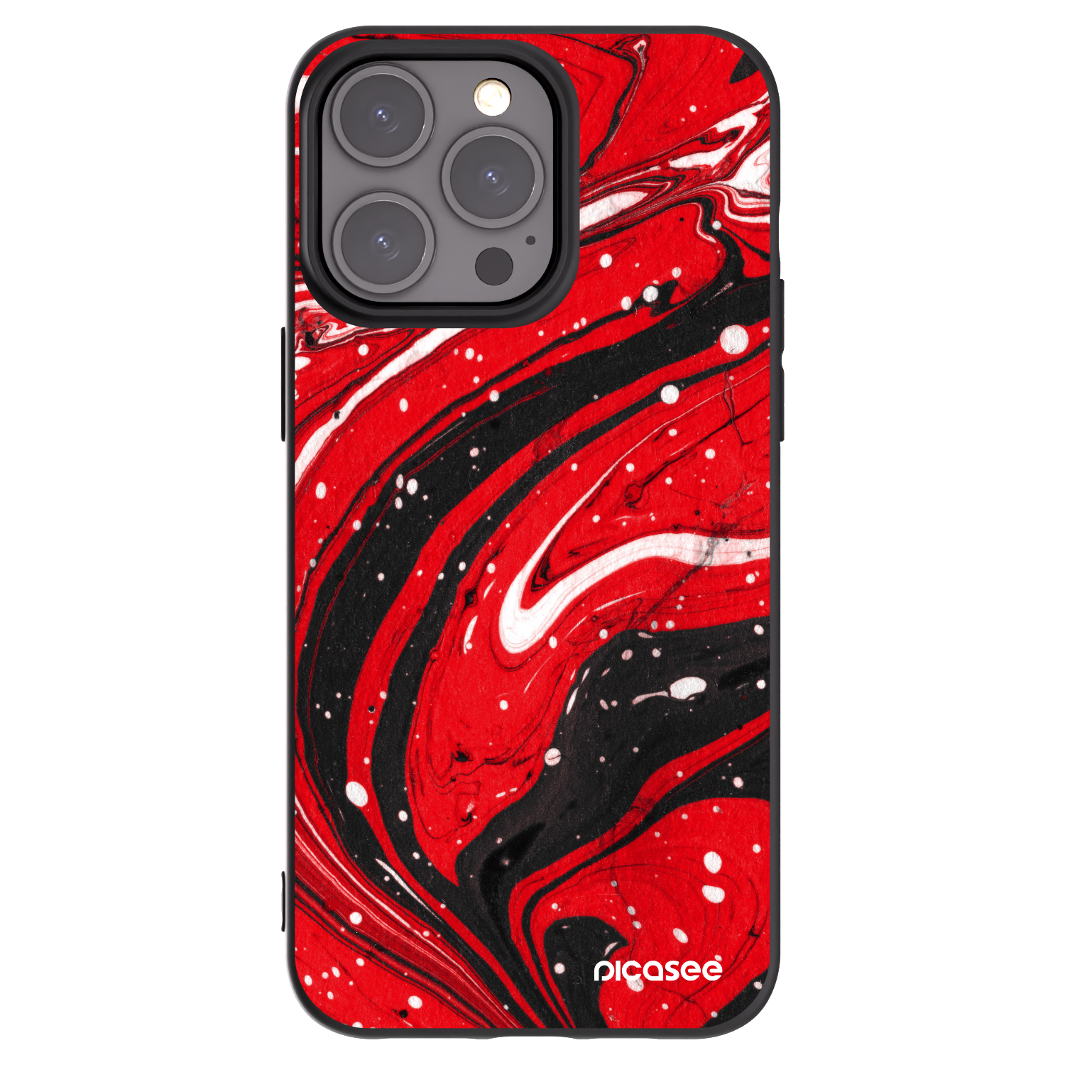 Picasee Apple iPhone 15 Pro Max Hülle - Schwarzes Silikon - Red black