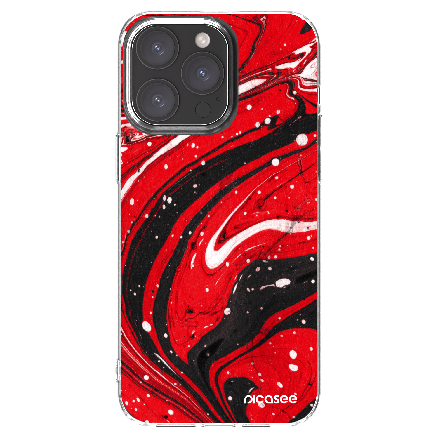Picasee Apple iPhone 15 Pro Max Hülle - Transparentes Silikon - Red black