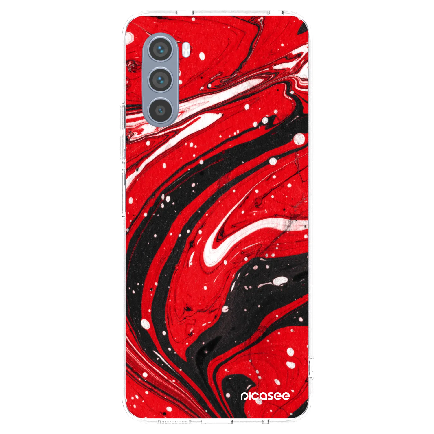 Picasee Motorola Moto G62 Hülle - Transparentes Silikon - Red black