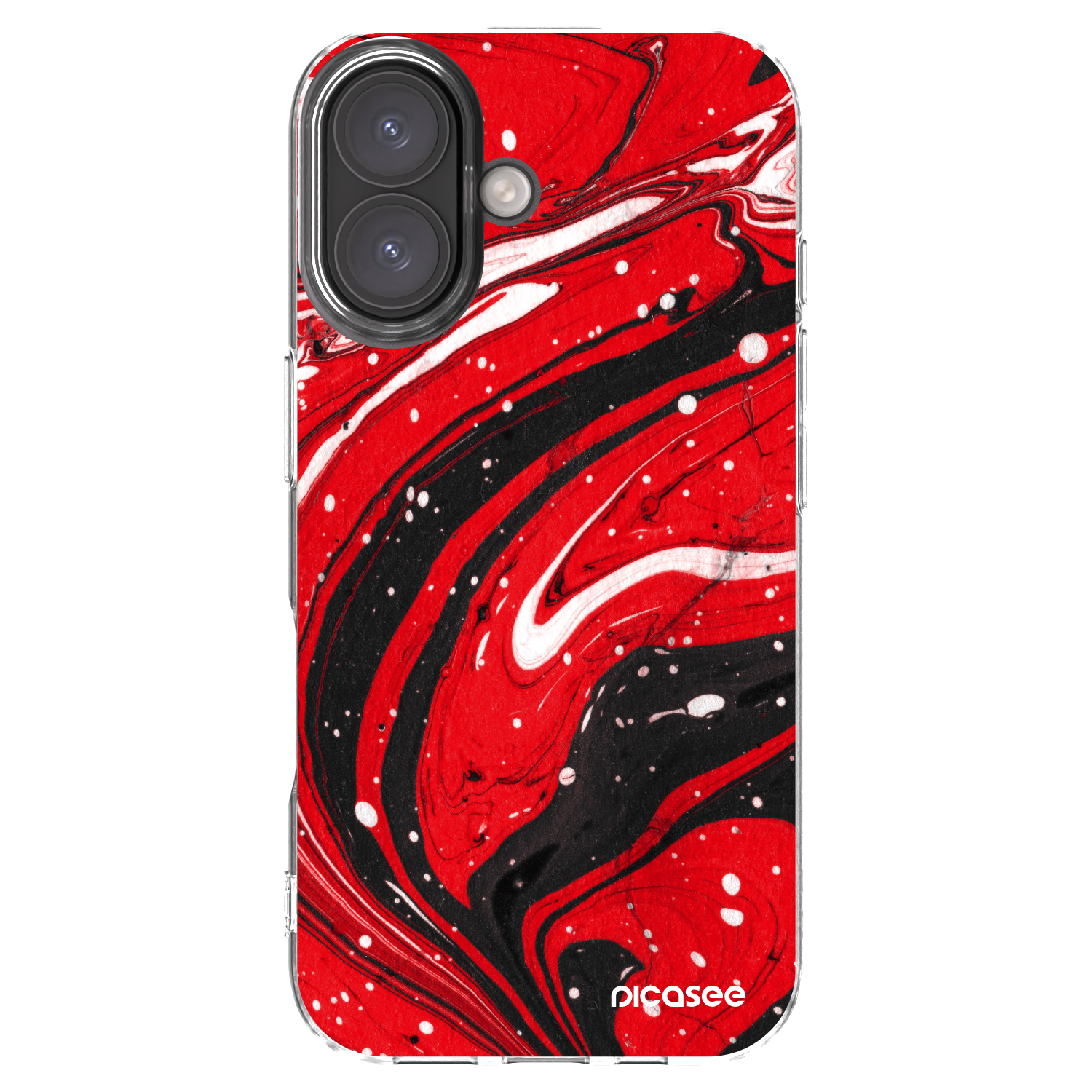 Picasee Apple iPhone 16 Hülle - Transparentes Silikon - Red black