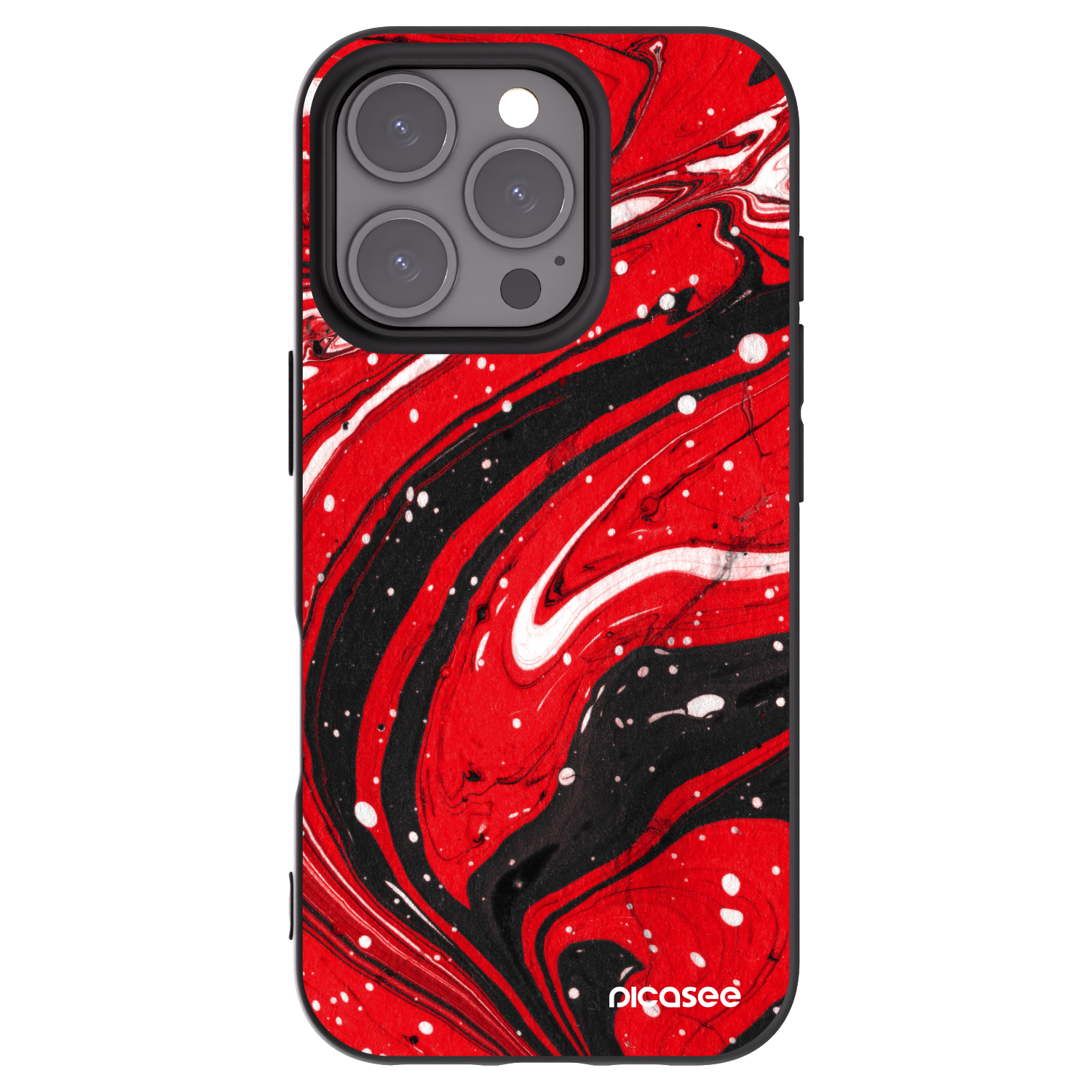 Picasee Apple iPhone 16 Pro Hülle - Schwarzes Silikon - Red black