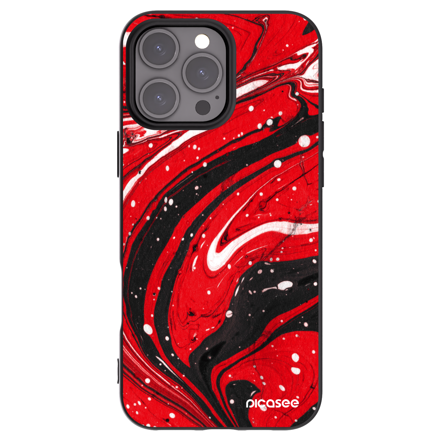 Picasee Apple iPhone 16 Pro Max Hülle - Schwarzes Silikon - Red black