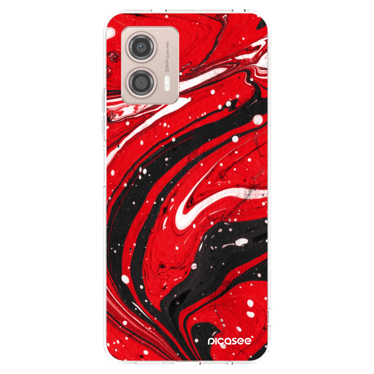 Picasee Motorola Moto G53 5G Hülle - Transparentes Silikon - Red black