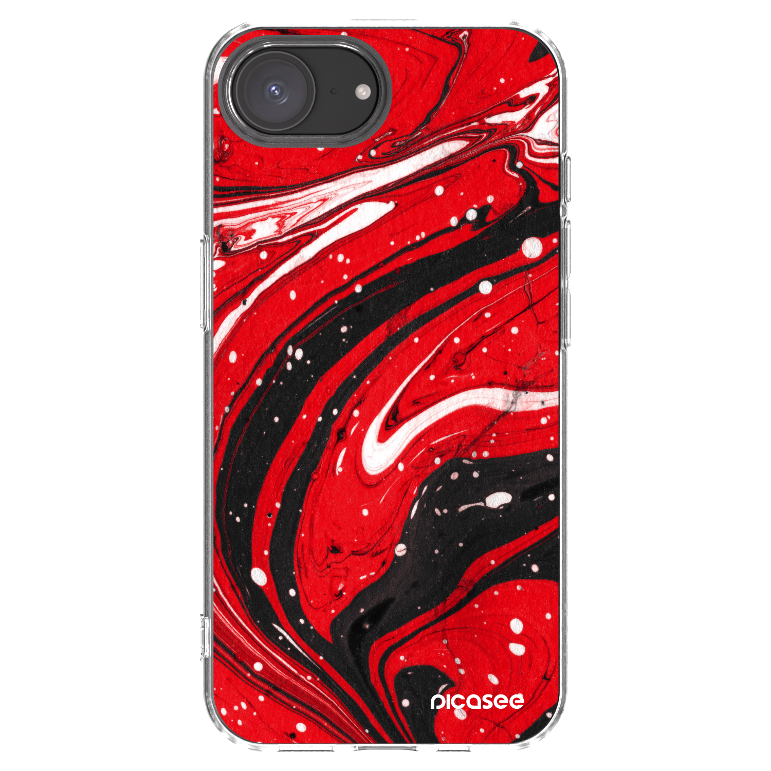Picasee Apple iPhone 16e Hülle - Transparentes Silikon - Red black