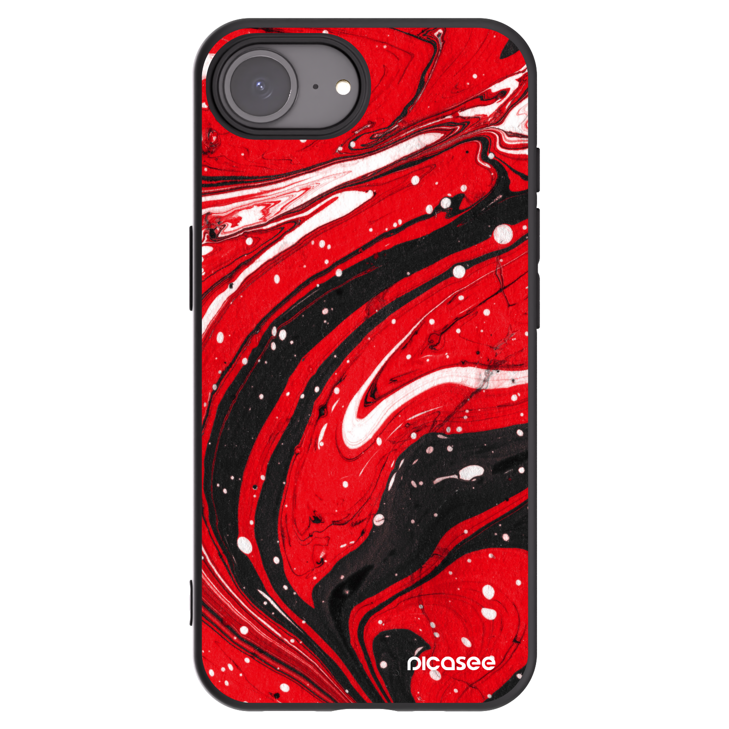 Picasee Apple iPhone 16e Hülle - Schwarzes Silikon - Red black