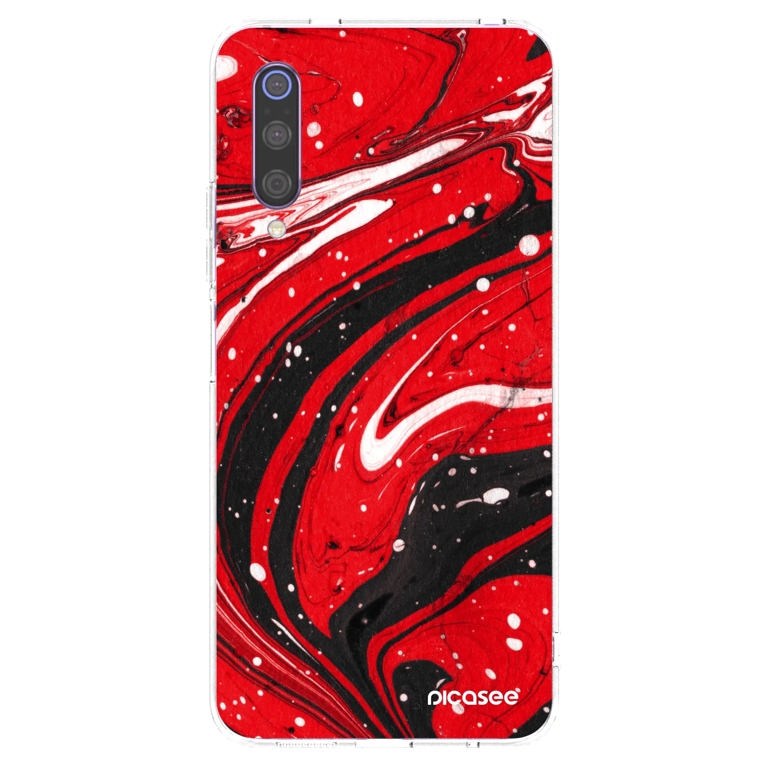 Picasee Xiaomi Mi 9 Hülle - Transparentes Silikon - Red black