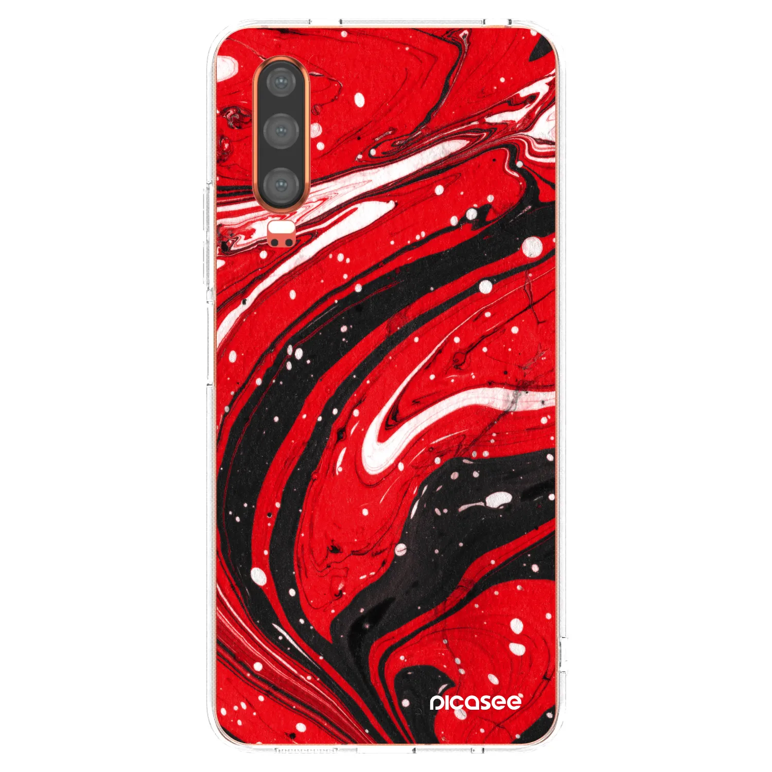 Picasee Huawei P30 Hülle - Transparentes Silikon - Red black