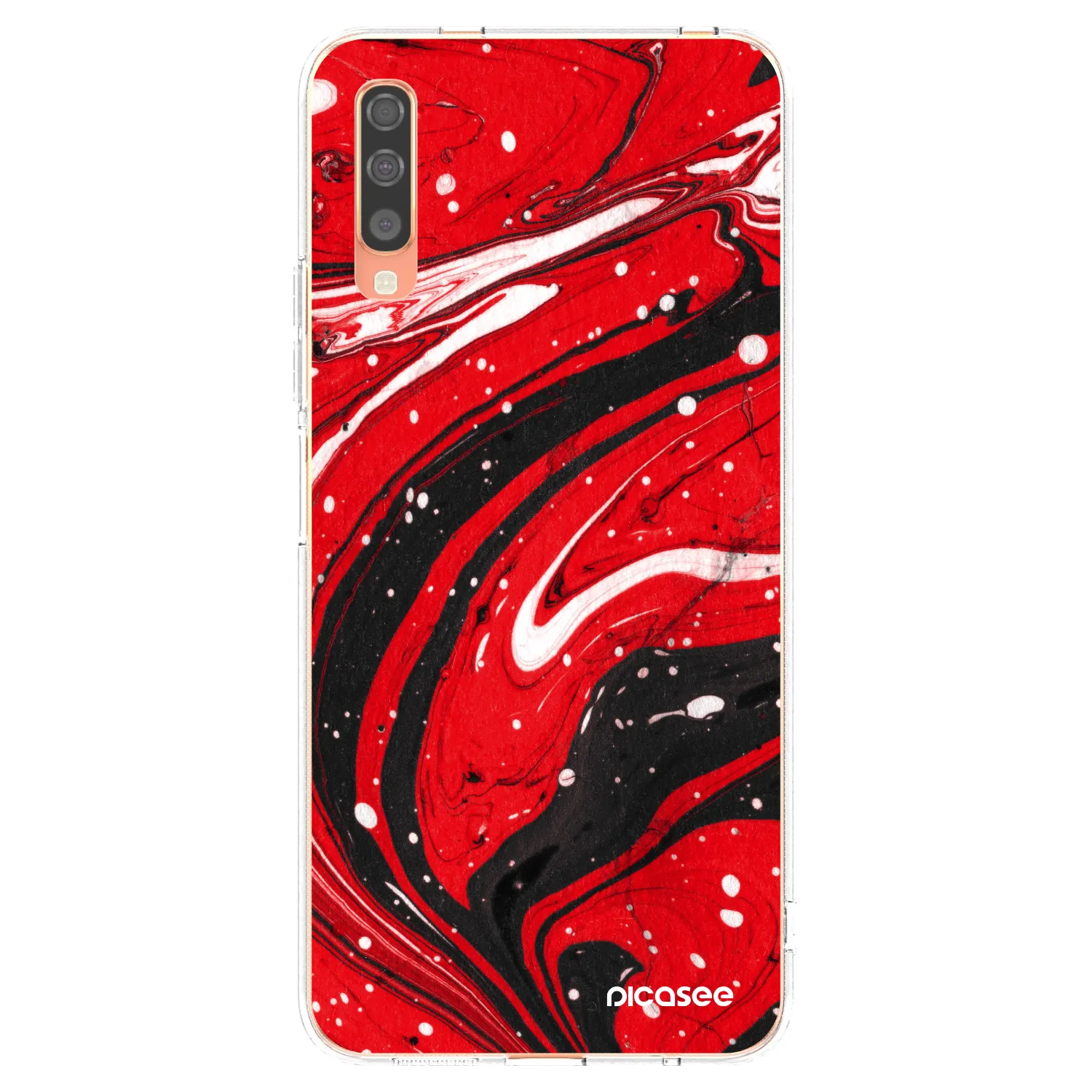 Picasee Samsung Galaxy A70 A705F Hülle - Transparentes Silikon - Red black