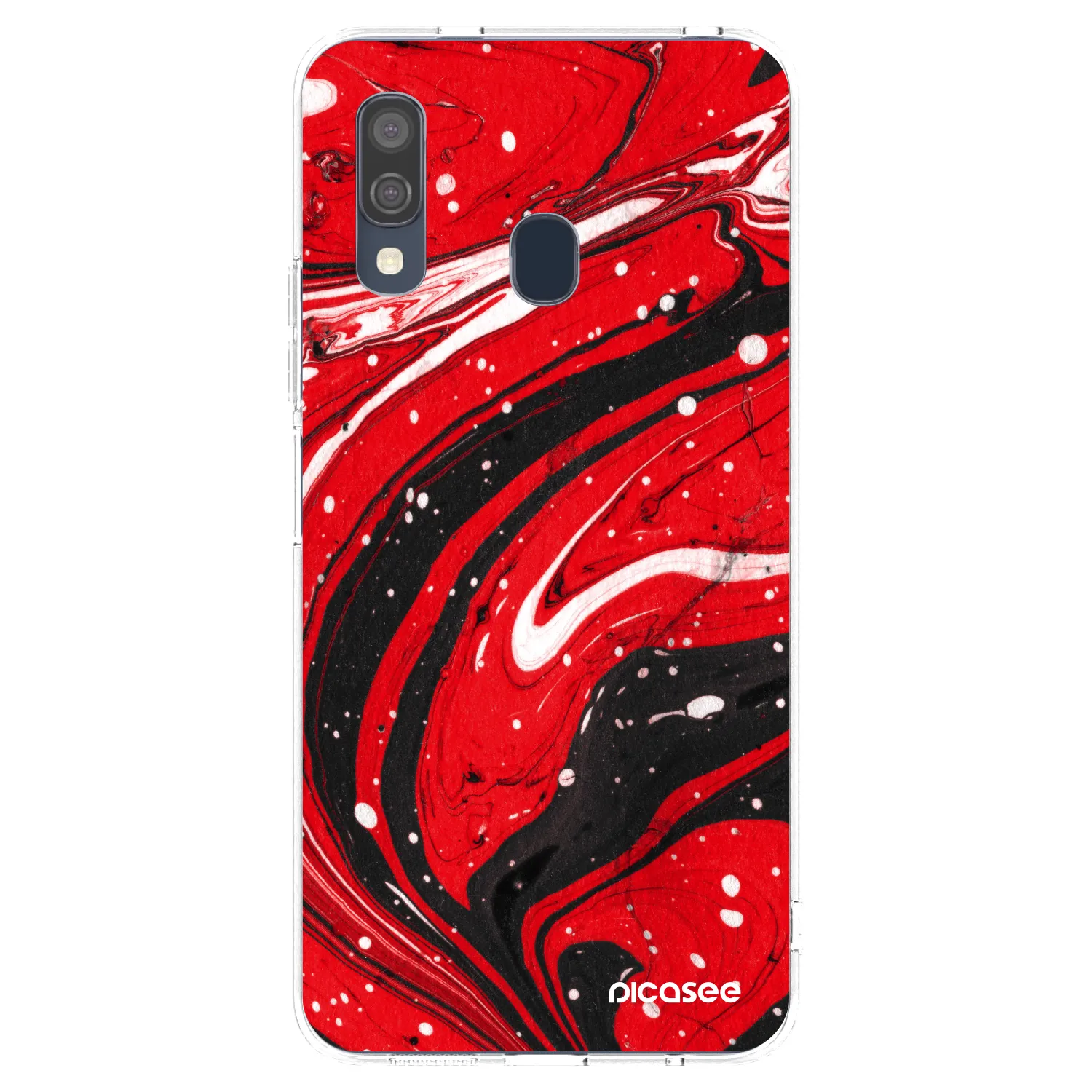 Picasee Samsung Galaxy A40 A405F Hülle - Transparentes Silikon - Red black