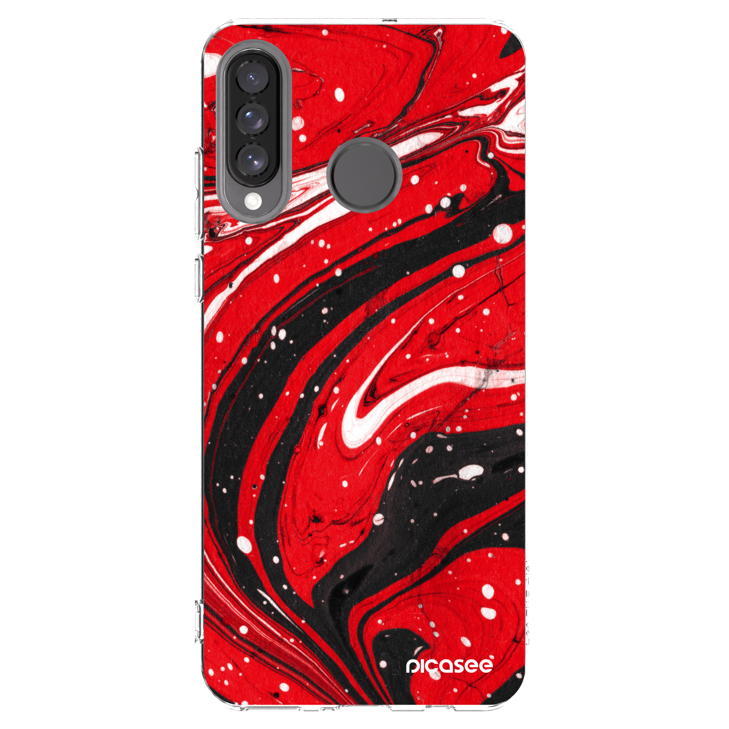 Picasee Huawei P30 Lite Hülle - Transparentes Silikon - Red black