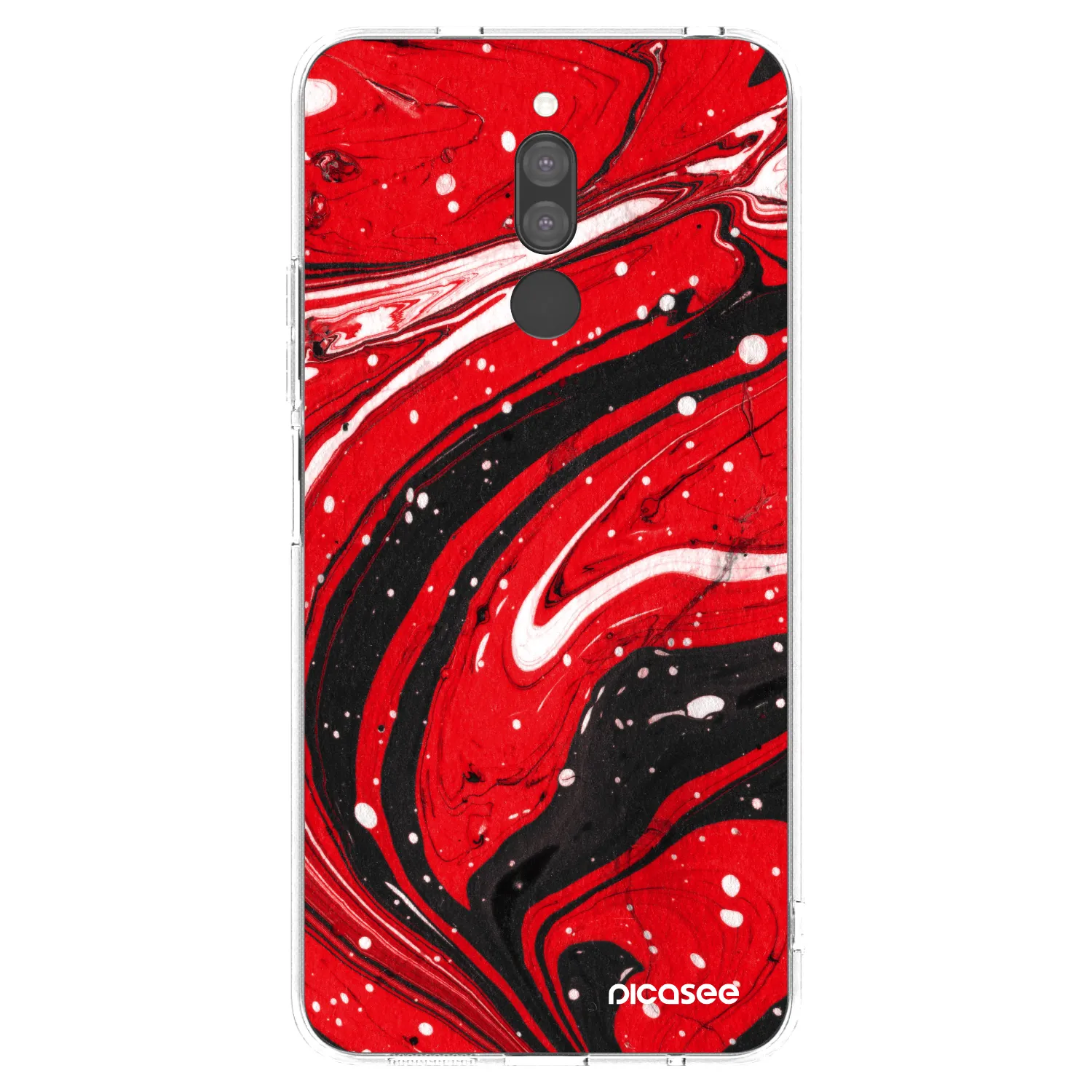 Picasee Xiaomi Redmi 8 Hülle - Transparentes Silikon - Red black