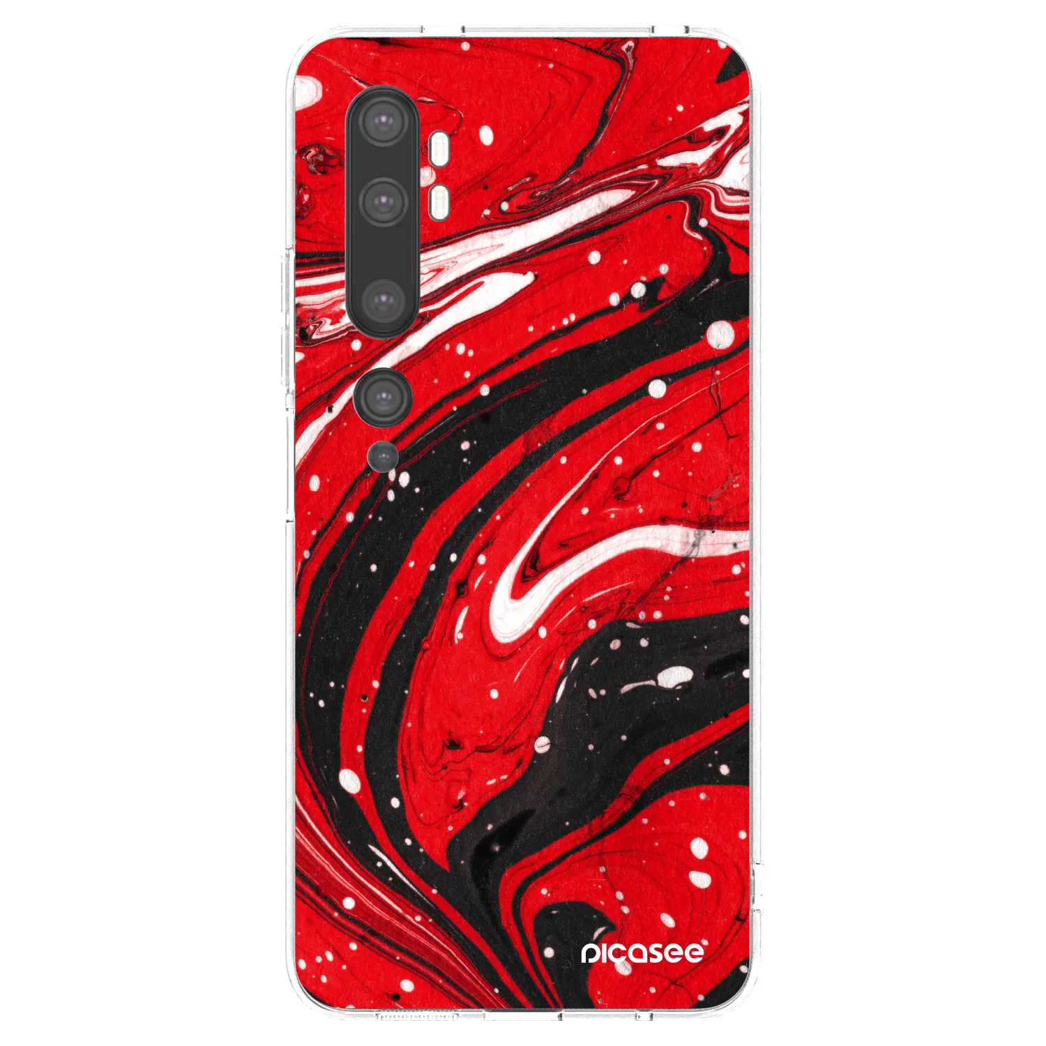 Picasee Xiaomi Mi Note 10 (Pro) Hülle - Transparentes Silikon - Red black