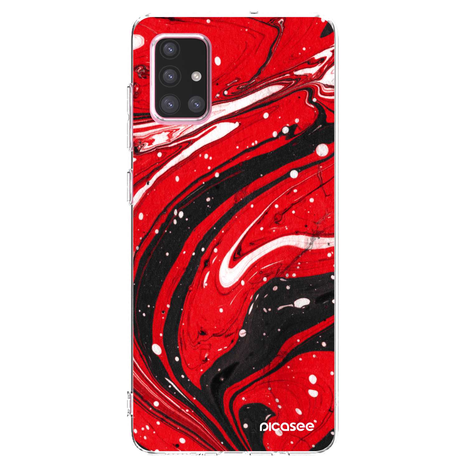 Picasee Samsung Galaxy A71 A715F Hülle - Transparentes Silikon - Red black