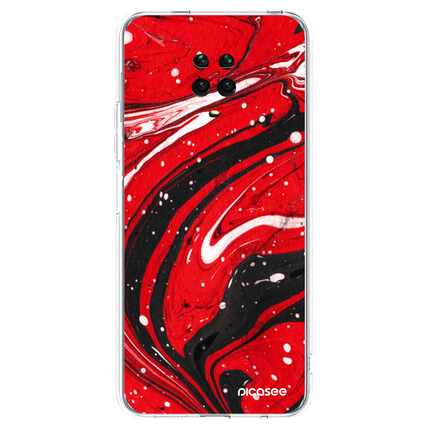 Picasee Xiaomi Redmi Note 9S Hülle - Transparentes Silikon - Red black