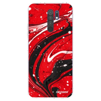 Picasee Xiaomi Redmi 9 Hülle - Transparentes Silikon - Red black