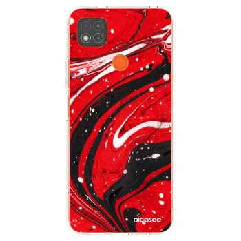 Picasee Xiaomi Redmi 9C Hülle - Transparentes Silikon - Red black