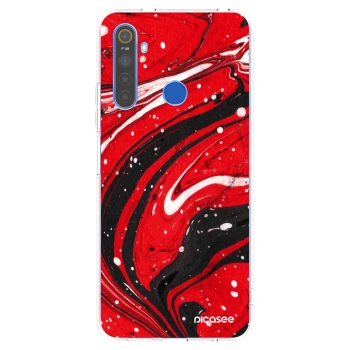 Picasee Realme 5 Hülle - Transparentes Silikon - Red black