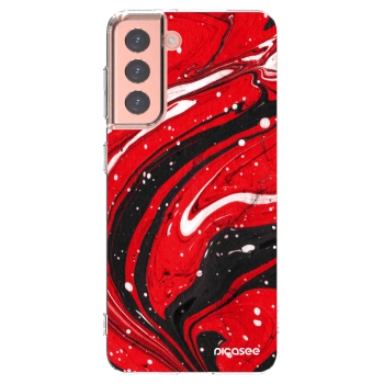 Picasee Samsung Galaxy S21 5G G991B Hülle - Transparentes Silikon - Red black