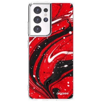Picasee Samsung Galaxy S21 Ultra 5G G998B Hülle - Transparentes Silikon - Red black