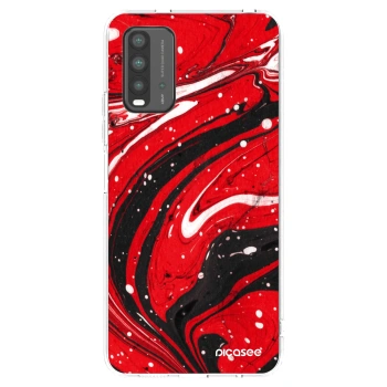 Picasee Xiaomi Redmi 9T Hülle - Transparentes Silikon - Red black