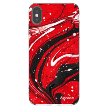 Picasee Apple iPhone XS Max Hülle - Transparentes Silikon - Red black