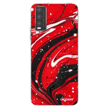 Picasee Vivo Y20s Hülle - Transparentes Silikon - Red black