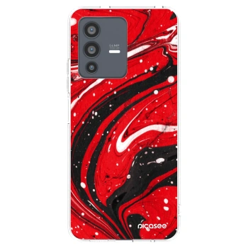 Picasee Vivo V23 5G Hülle - Transparentes Silikon - Red black