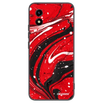 Picasee Vivo Y01 Hülle - Schwarzes Silikon - Red black