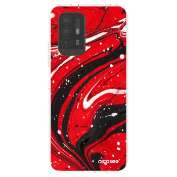 Picasee OPPO A94 5G Hülle - Transparentes Silikon - Red black