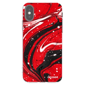 Picasee Apple iPhone X/XS Hülle - Transparentes Silikon - Red black