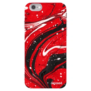 Picasee Apple iPhone 6/6S Hülle - Transparentes Silikon - Red black