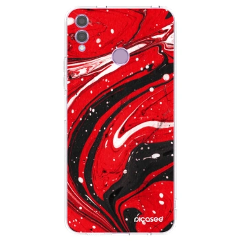Picasee Honor 8X Hülle - Transparentes Silikon - Red black
