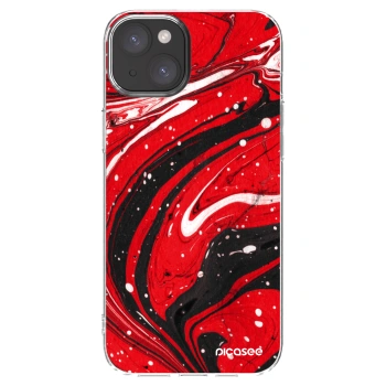 Picasee Apple iPhone 15 Plus Hülle - Transparentes Silikon - Red black